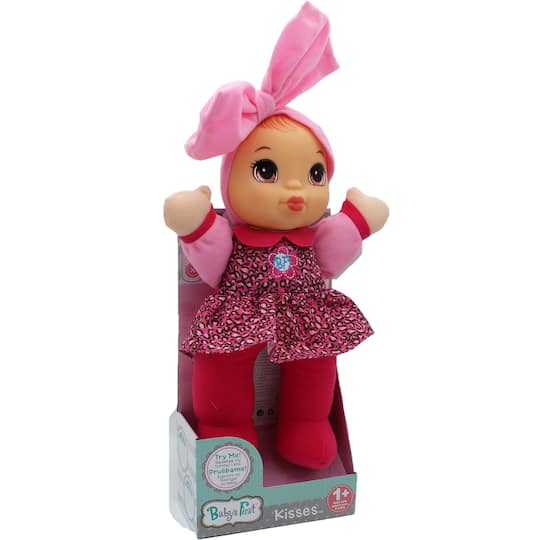 Goldberger Baby's First® Kisses™ 13" Bilingual Baby Doll with Leopard Print Shirt